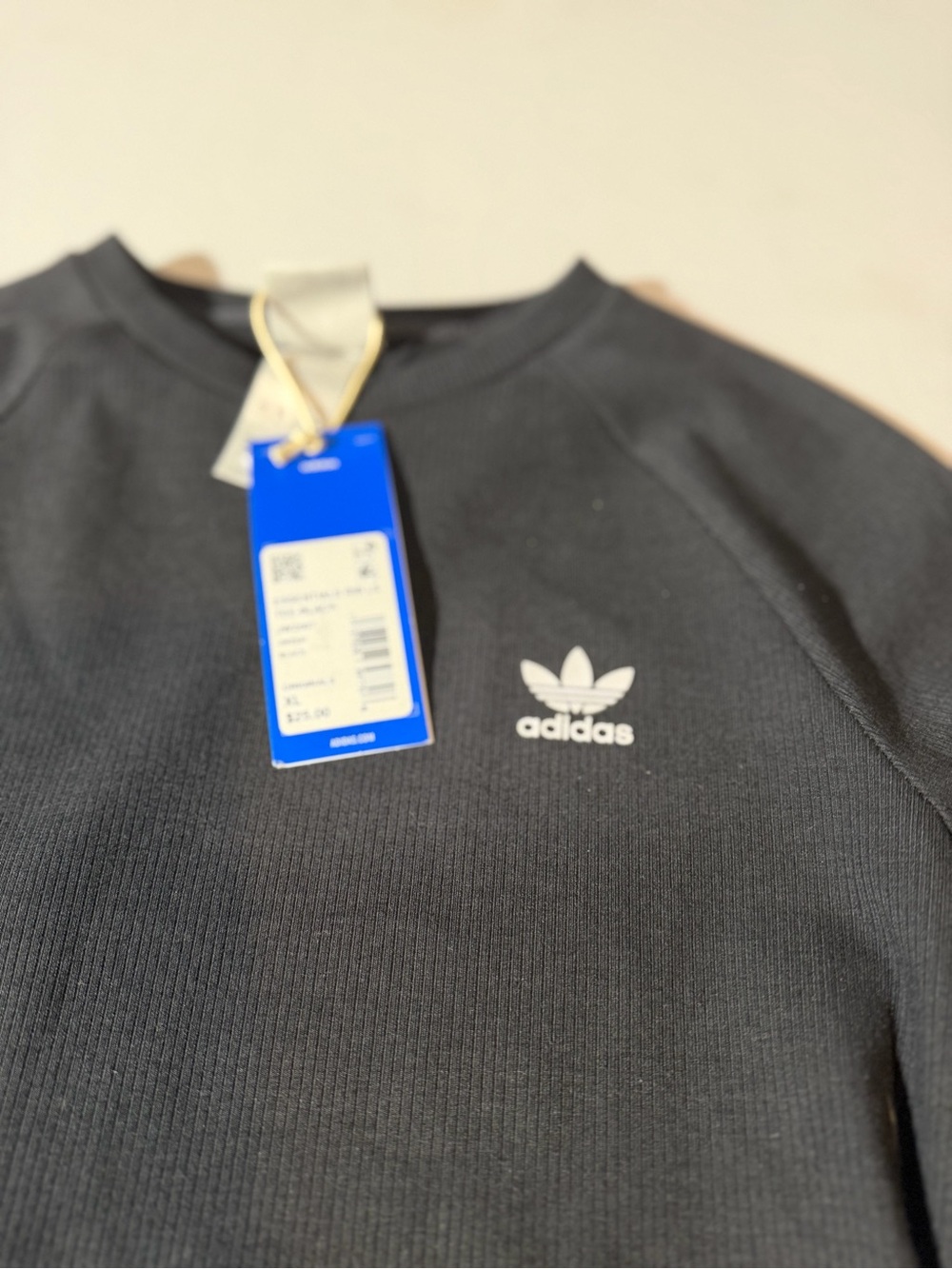 adidas Black ribbed crop top CXL